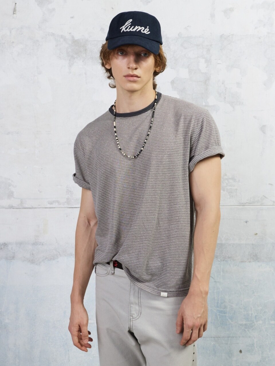 Men Essential Striped T-Shirt, Gray