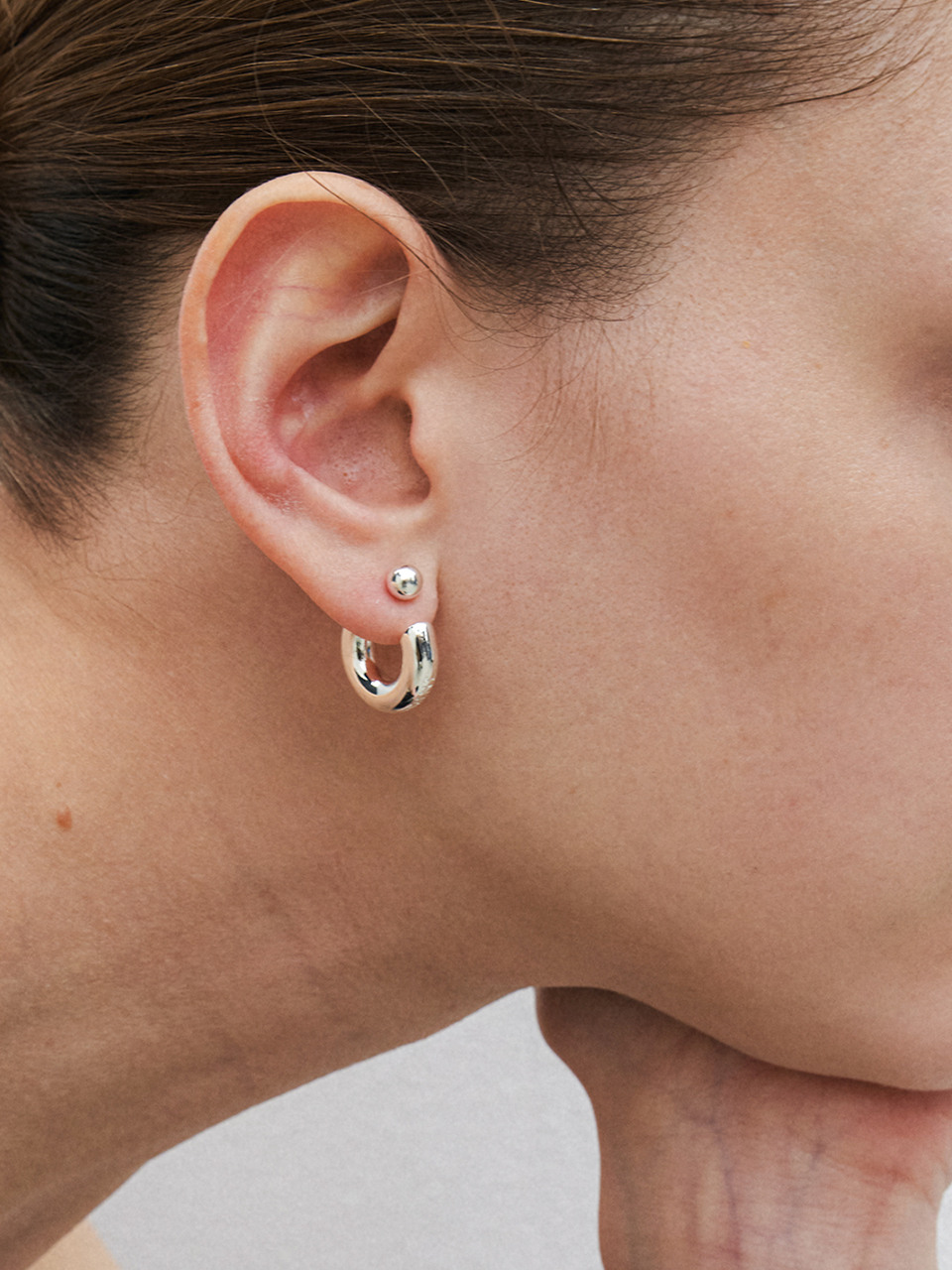curve earring - silver