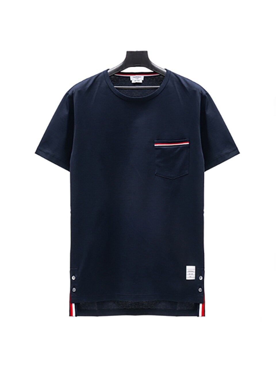 Мужская футболка THOM BROWNE с карманом и полосками MJS010A01454-415