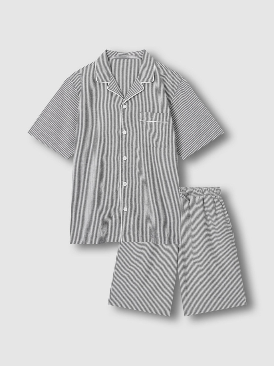 Мужская пижама из сирсакера с шортами JAJU (Dark Charcoal)