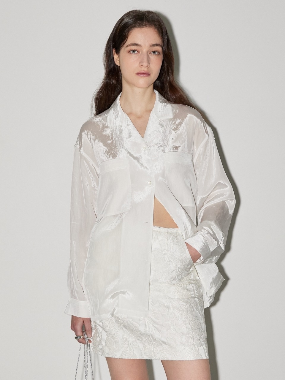 GLOW OPEN COLLAR SHIRT - IVORY