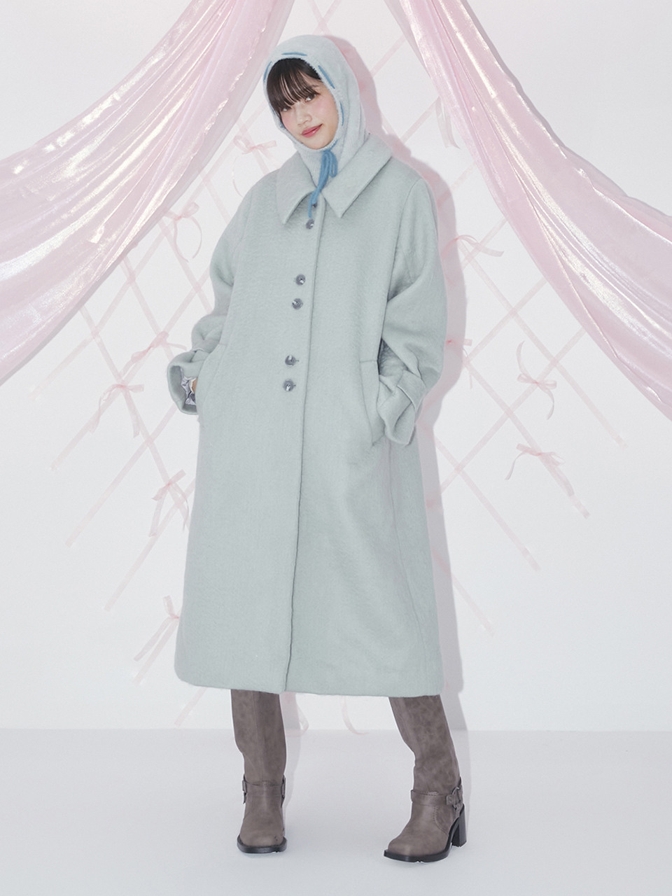★関税込★Margarin Fingers★HAIRY WOOL LONG COAT★ MARGARIN FINGERS Hairy Wool Long Coat - Mint | 하이츠스토어