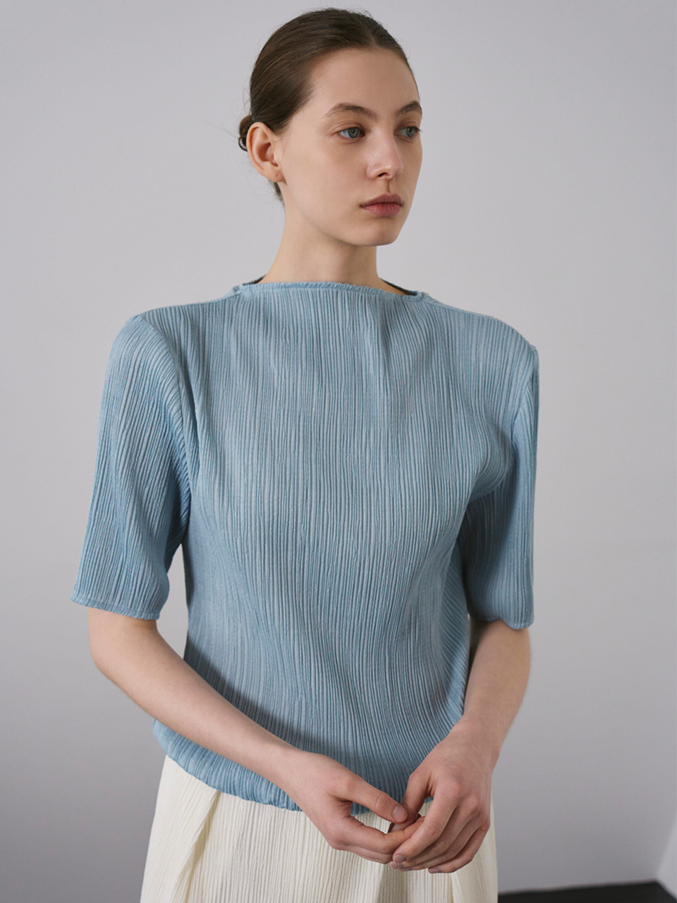 Плиссированный лонгслив mock neck (4 цвета)