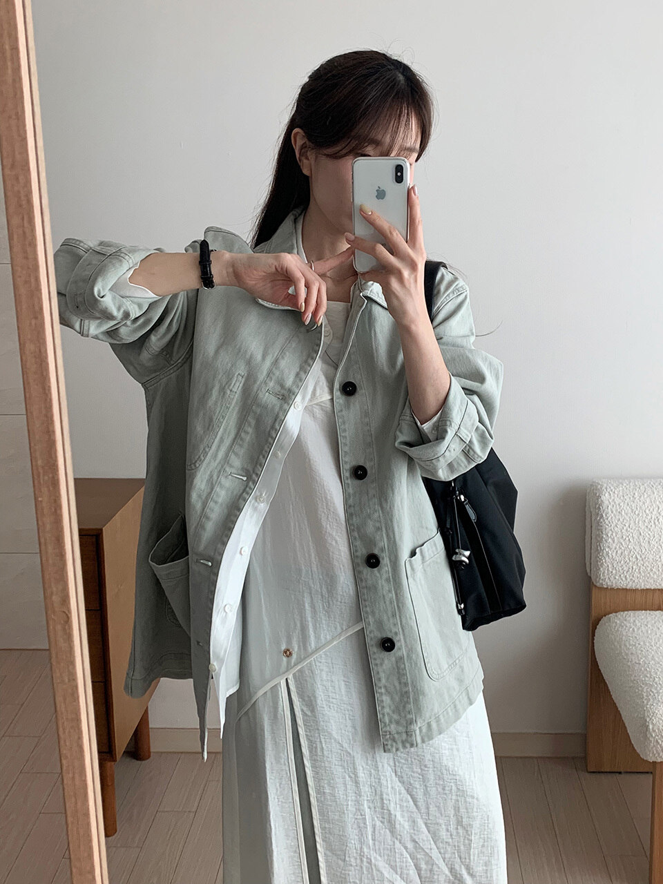 WASHED COTTON COVERALL JACKET LGR