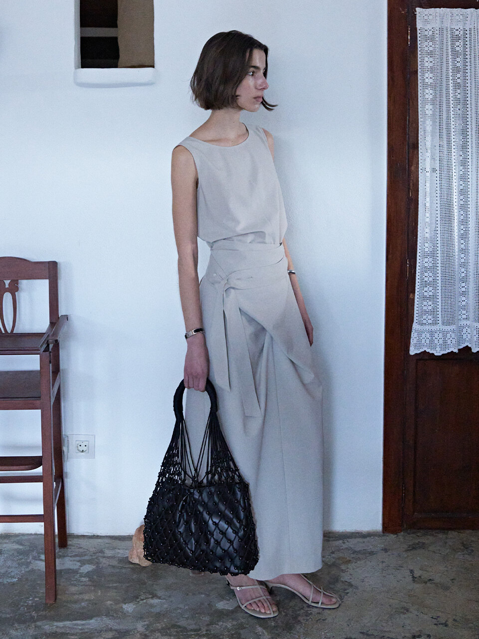 Wrap-Tied Draped Sleeveless Dress SW6MO750_2color