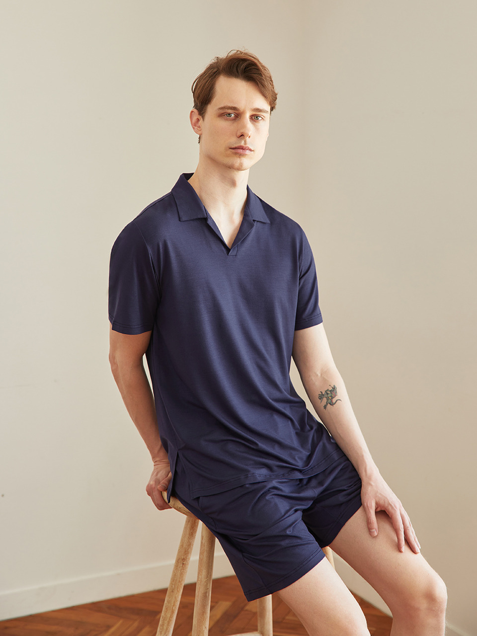 Мужская пижама с шортами - Dark Navy