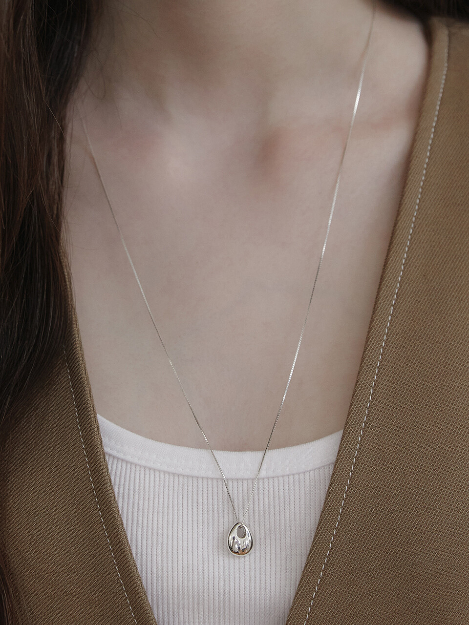 Серебро 925 длинное ожерелье Glim Pebble NZ2430