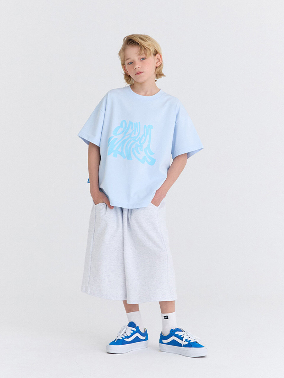 [SET] Костюм с бермудами G6F15 в винтажном стиле (Blue/Rag)