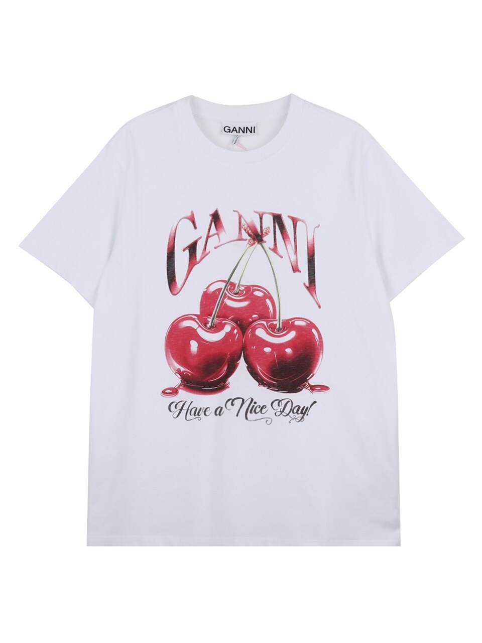 Белая футболка GANNI Basic Jersey Cherry Relaxed T4004-151