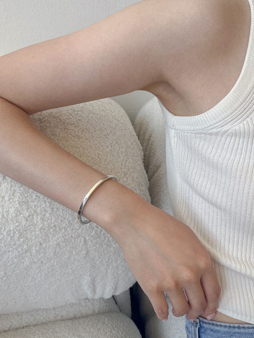 silver925 plain bangle bracelet