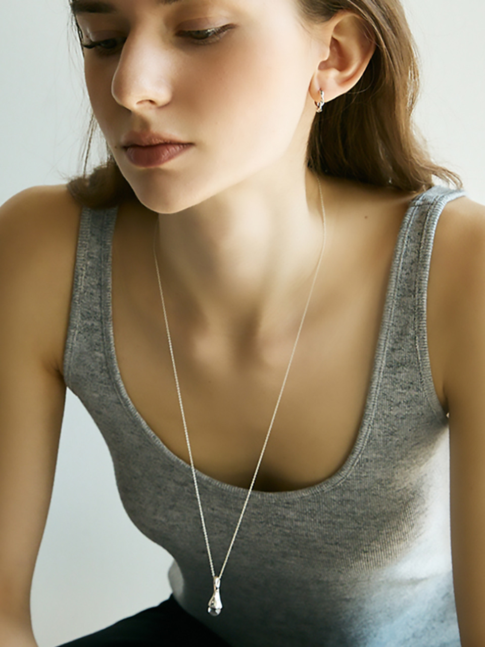 Clear Tears Drop Necklace