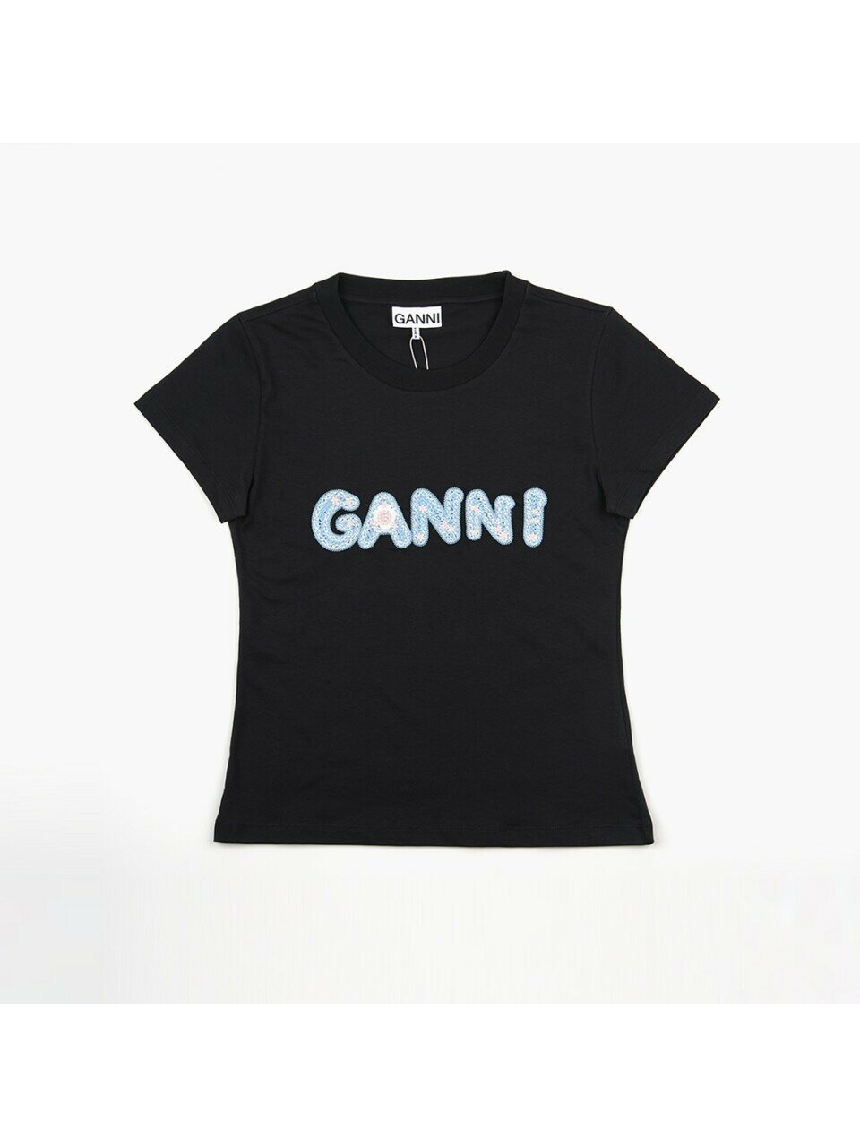 GANNI 26SS лого baby-fit круглый ворот Black A1050179 252