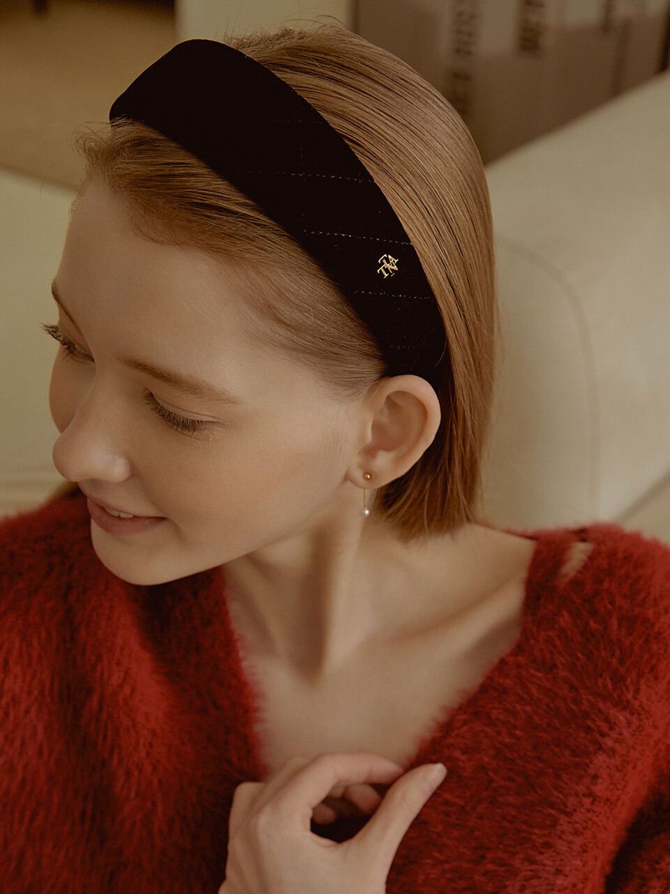 韓国発【TATIANA】Classic Quilting Velvet Hair Band☆追跡付 타티아나]Classic Quilting Velvet Hair Band_HB0104