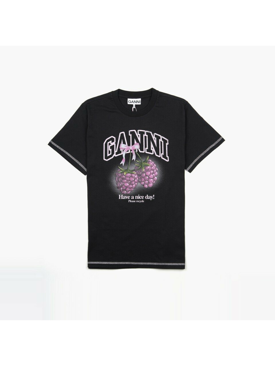 GANNI 26SS Raspberry базовый круглый ворот Phantom A1050219 252
