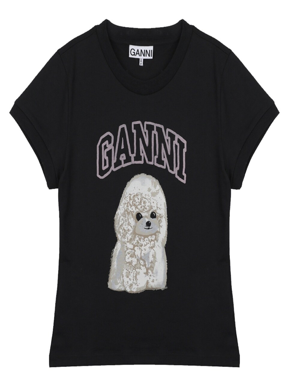 Черная укороченная футболка GANNI Poodle T4239-252
