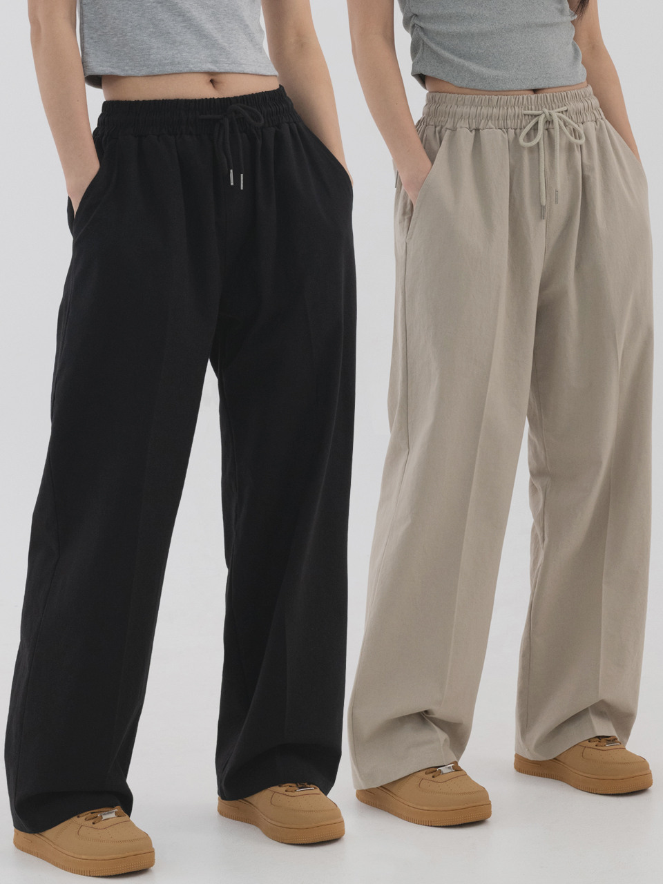 [2 PACK] Полуширокие брюки под лен (3color)