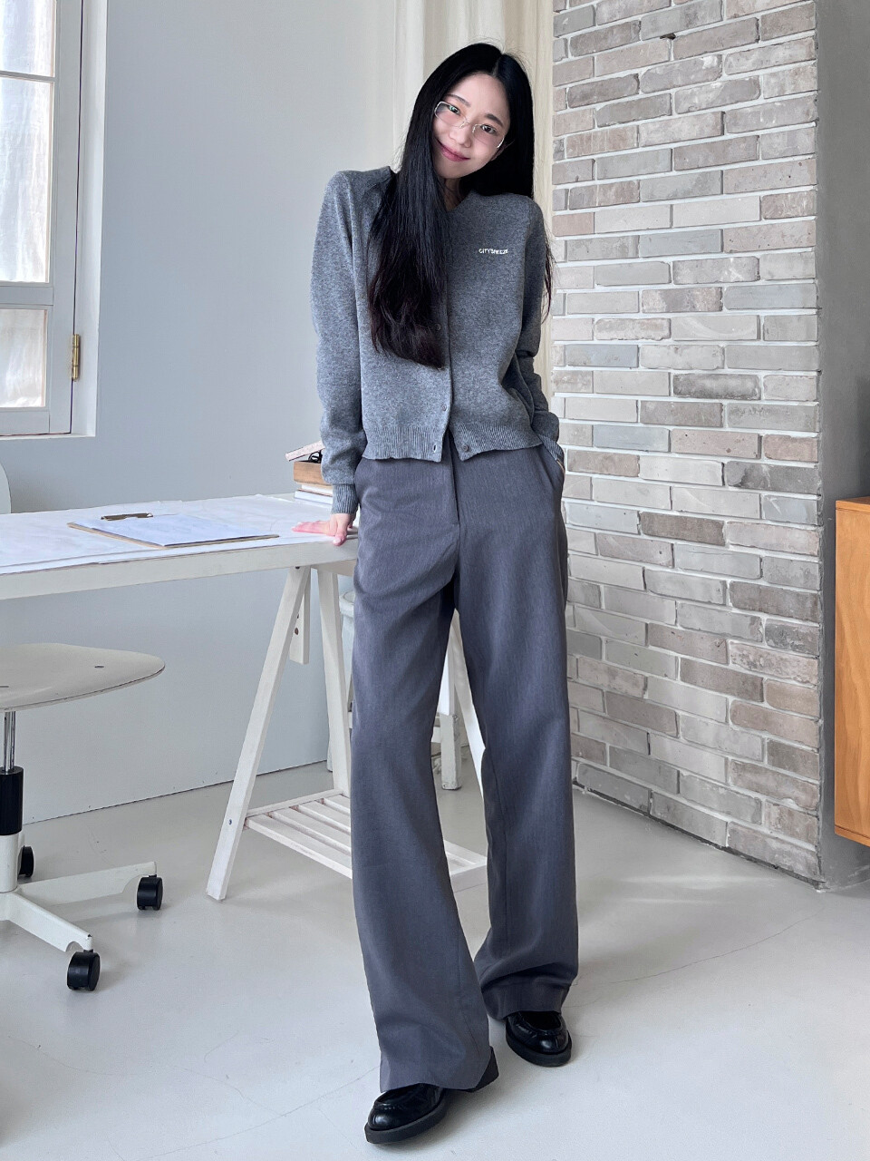 wrinkle-free basic straight slacks
