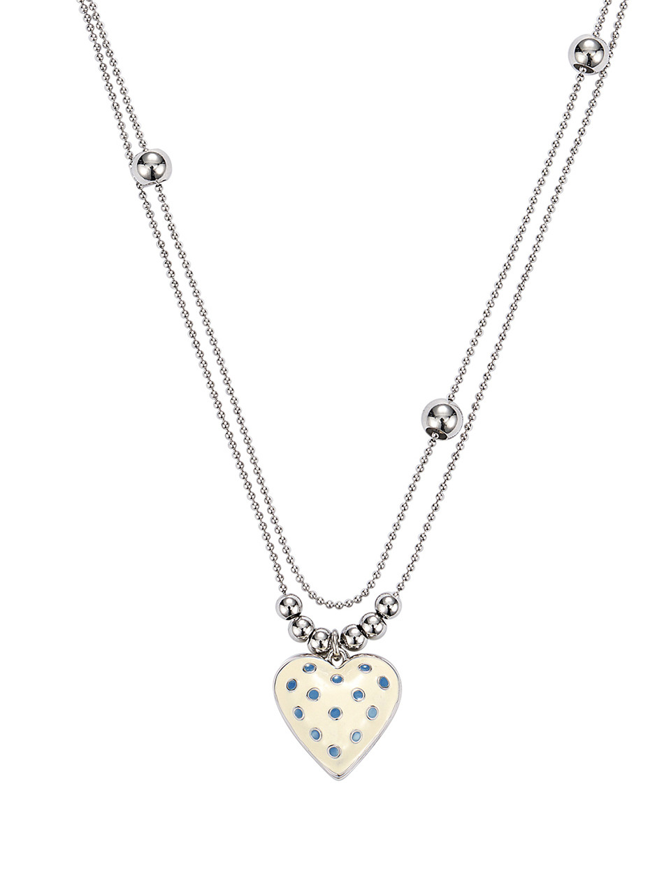 dot heart necklace-ivory