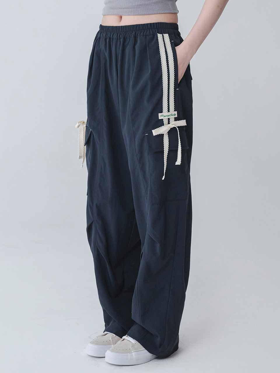 PINTUCK TAPING CARGO PANTS_NAVY