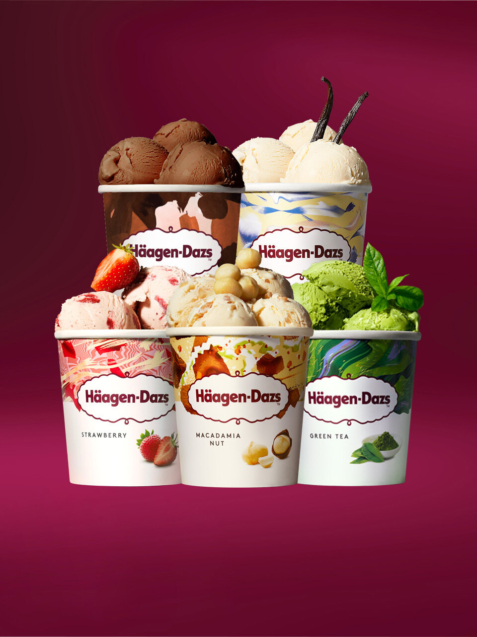 Набор из 5 пинт мороженого Häagen-Dazs на выбор