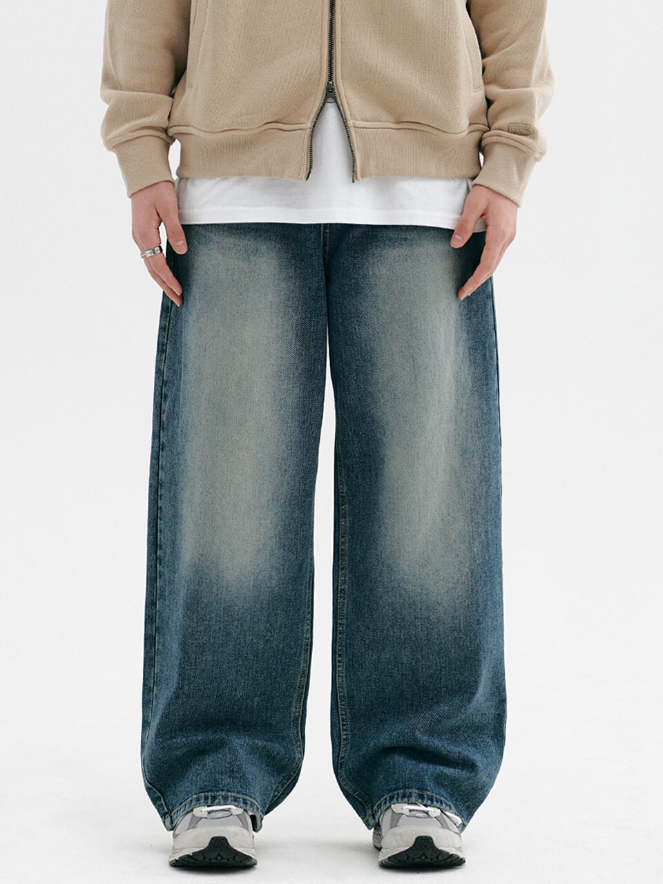 리플라이퍼키]HT8717 웨어에버 와이드 데님 (MID BRUSH)