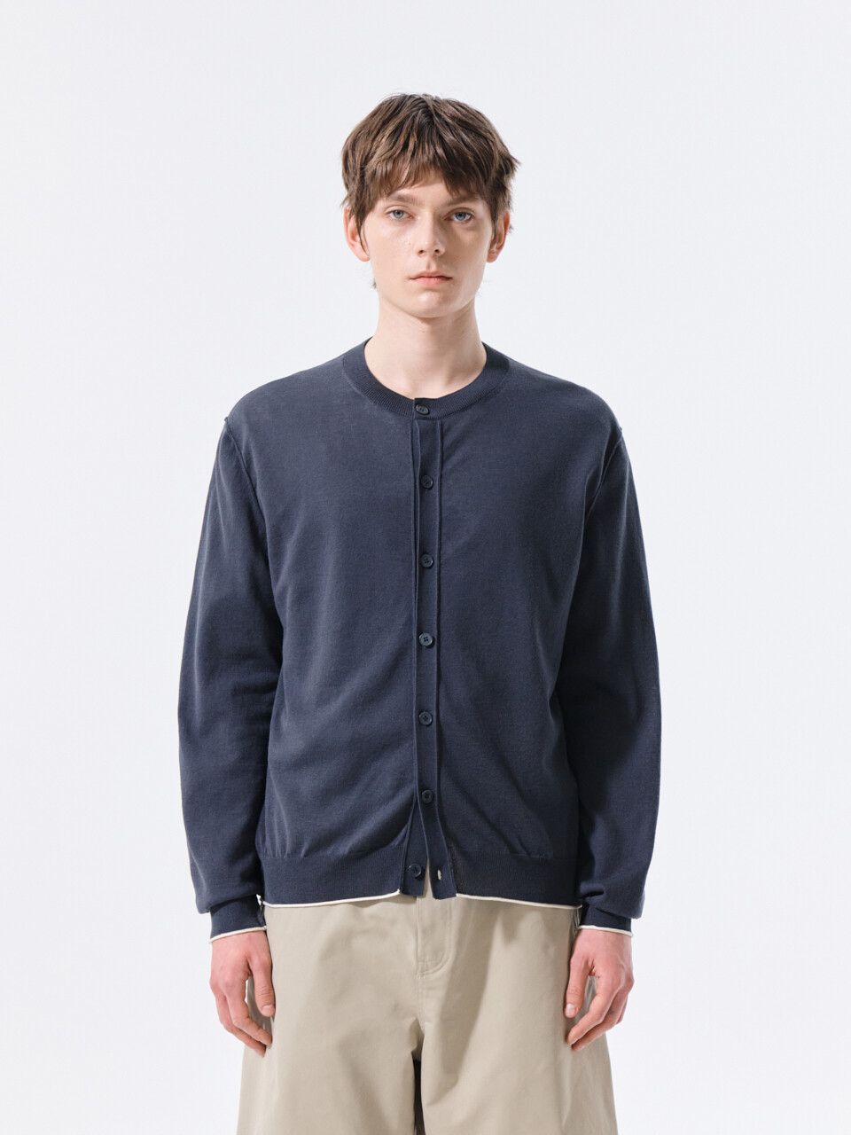 BACK LOGO SHEER CARDIGAN FOR MEN IN CHARCOAL