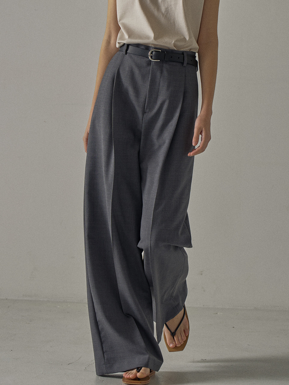 Широкие брюки Summer Wool_charcoal