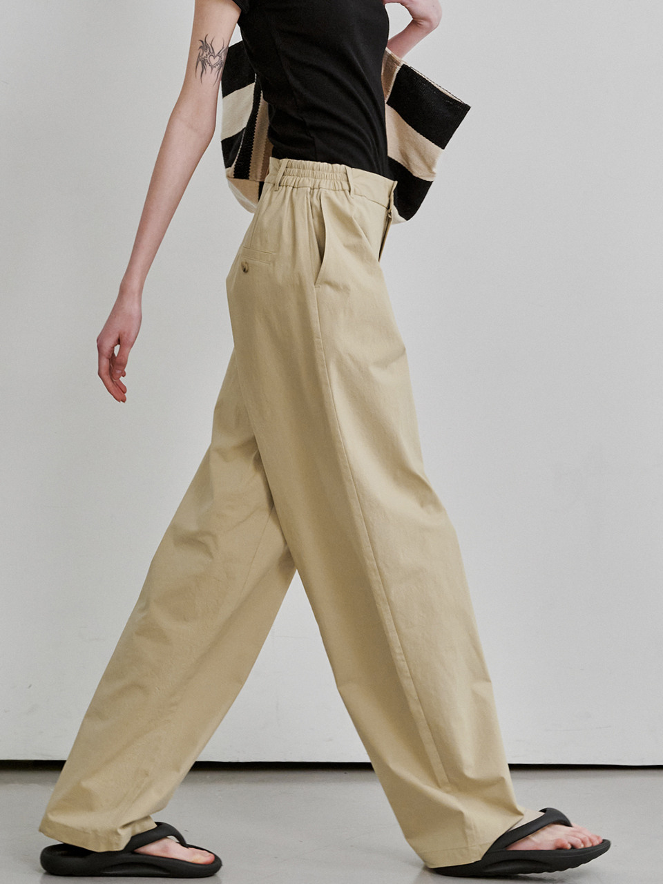 2174 лёгкие чино свободные брюки (Beige)