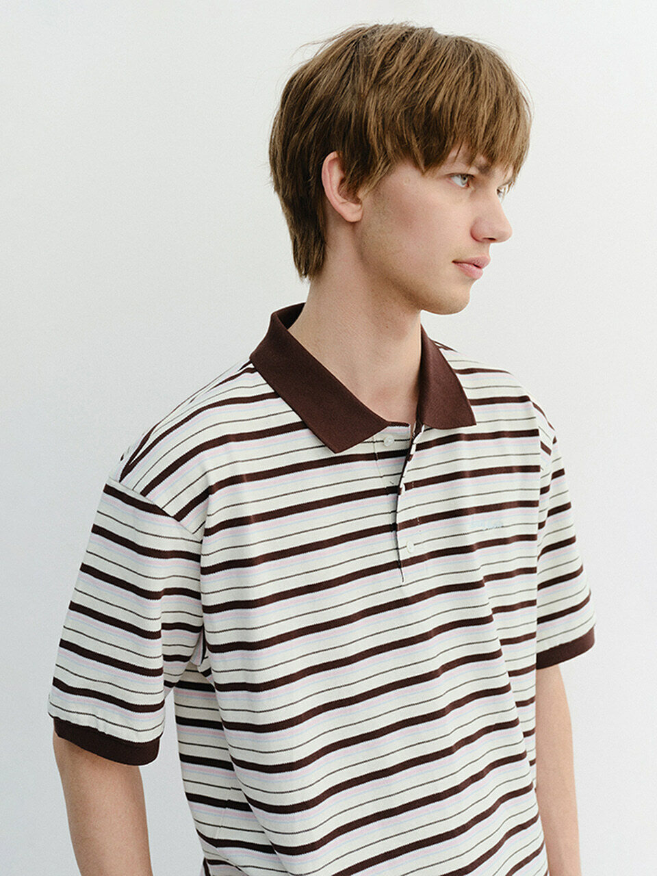 UNISEX STRIPED POLO SHIRT BROWN_M_UDTS6B121W2