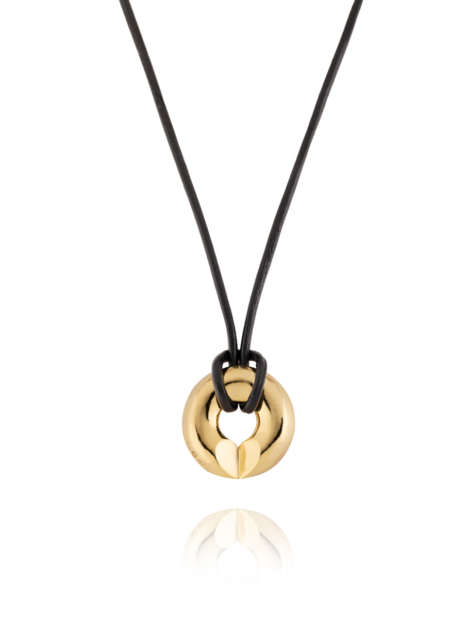 Pendant Heart Leather N_(Gold)
