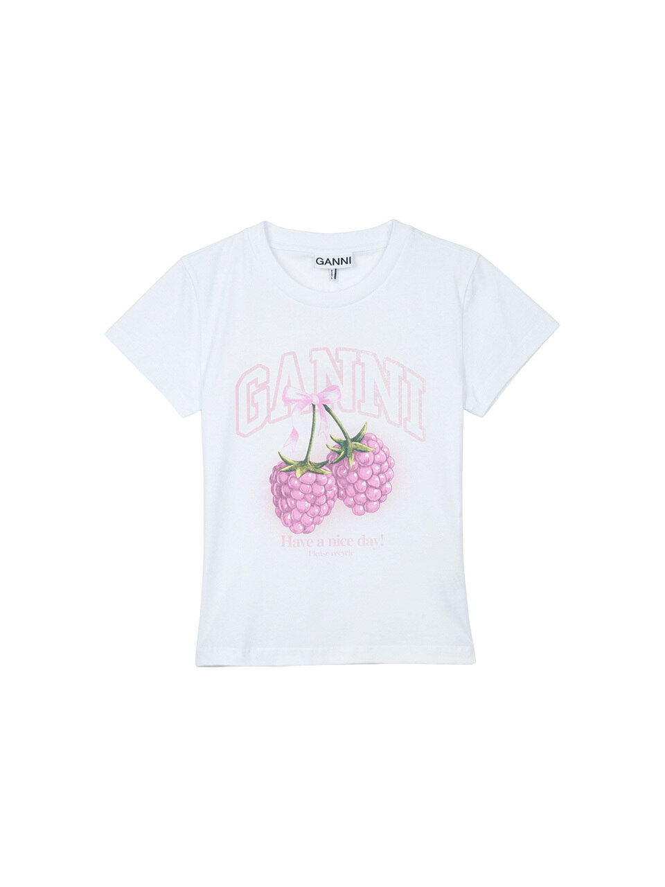 Женская футболка GANNI Baby Fit Raspberry White A1050185-151