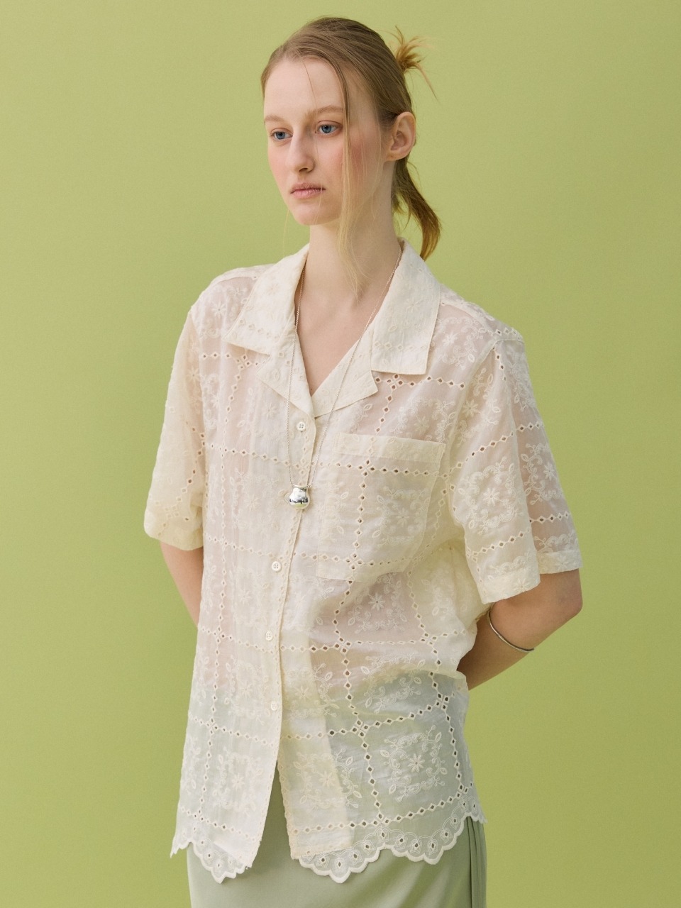 ECRU LACE SHIRT - CREAM
