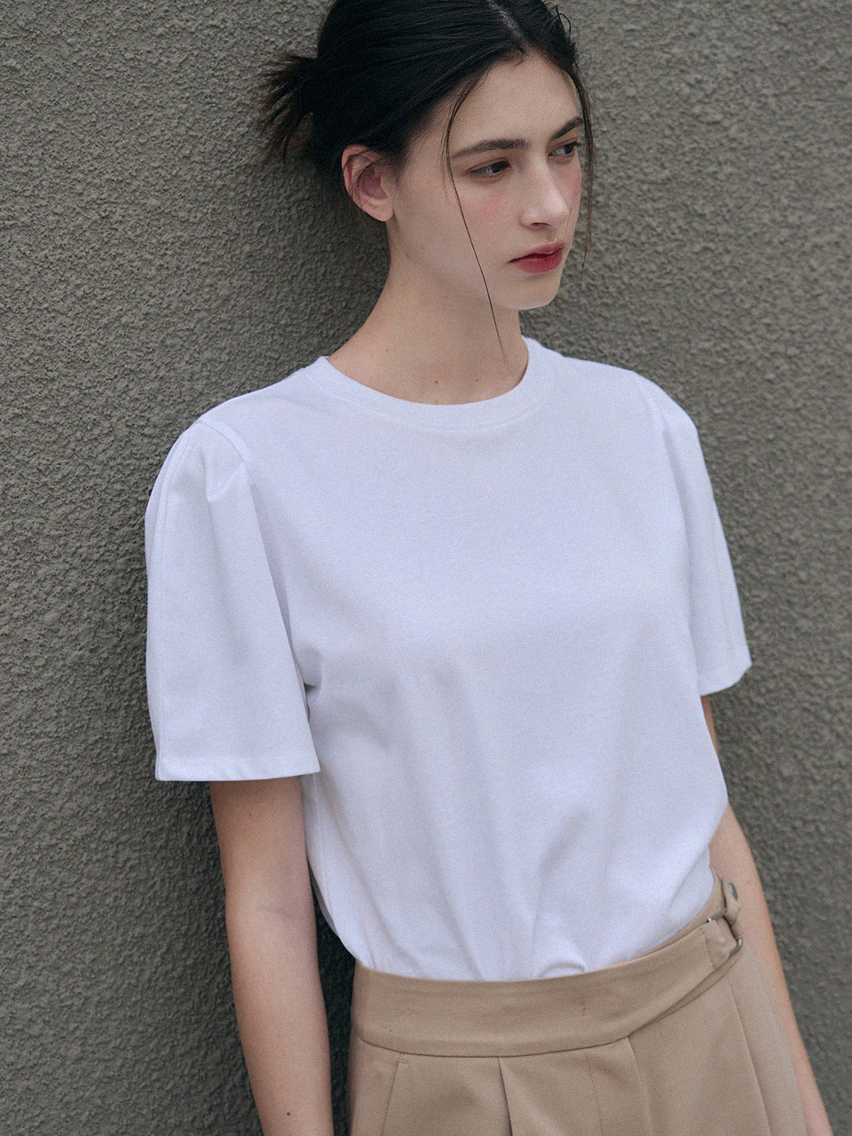 Puff Sleeve Supima хлопковая футболка (7 цветов)