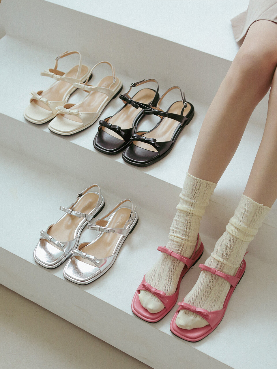 ljh7018 Two Strap Ribbon Sandals - 5 Colors