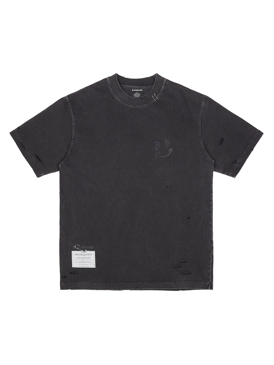 BLACKBLONDのBBD Shadow Smile Ripped Pigment T-Shirt 全2色 블랙블론드]BBD Shadow Smile Ripped Pigment T-Shirt (Vintage