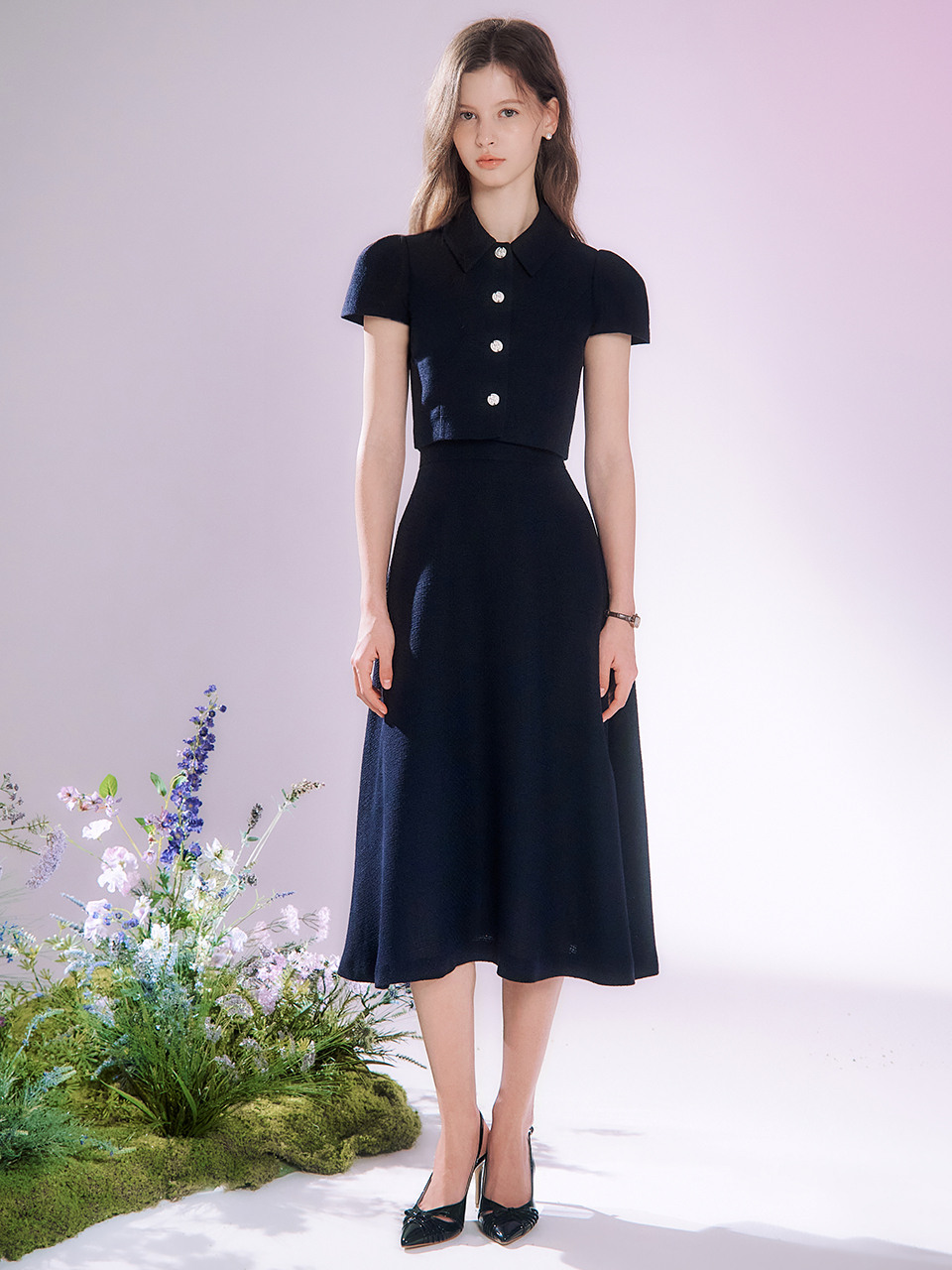 Blue Laine tweed skirt (5colors)