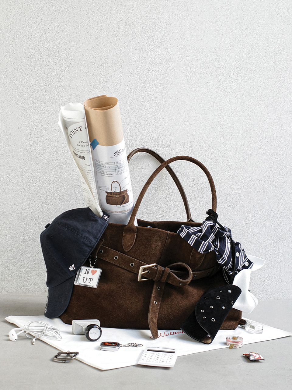 Belt Strap Shoulder Bag - BROWN