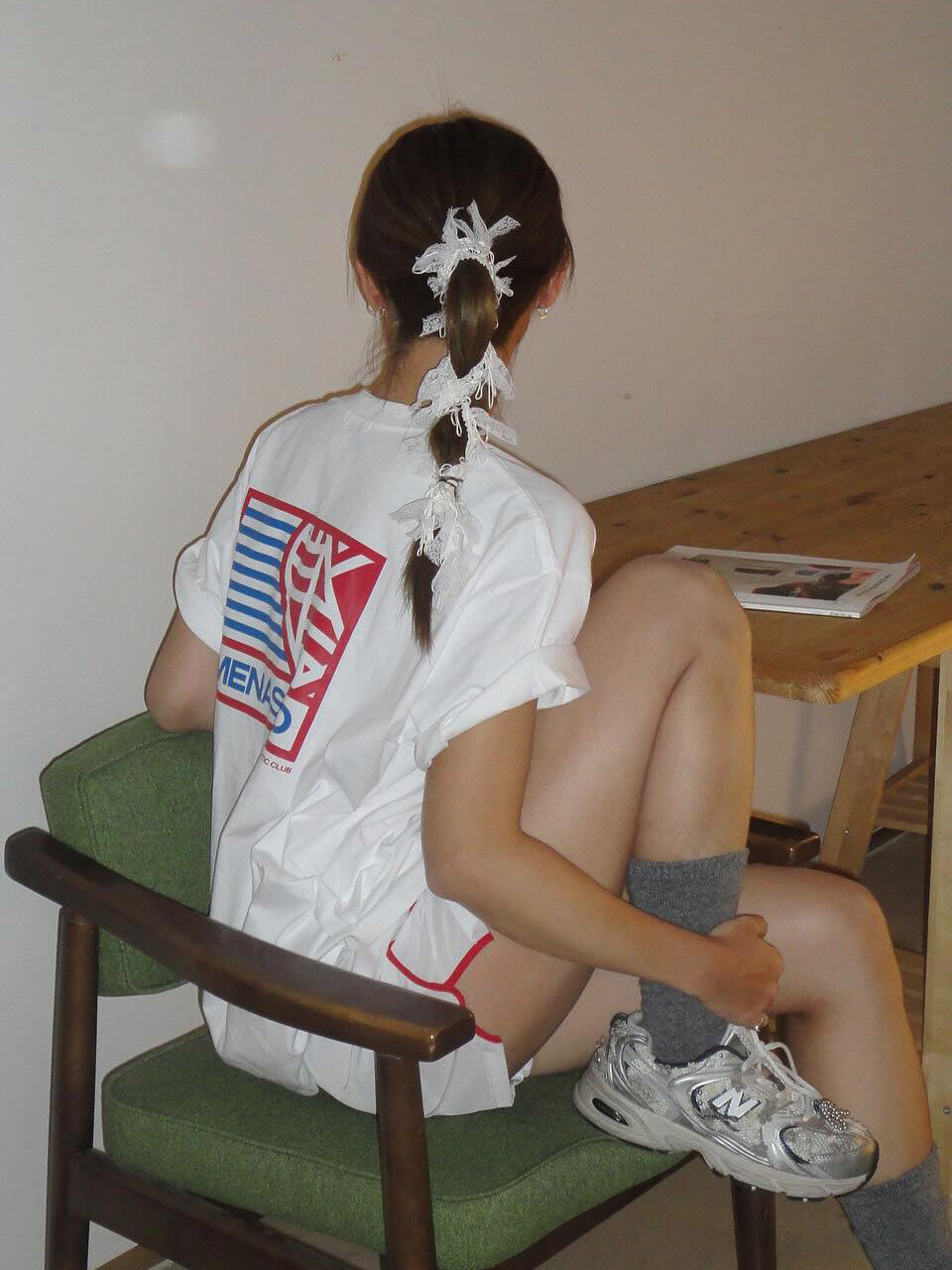 Маленькая HEARTTRACK OVER FIT TEE_WHITE