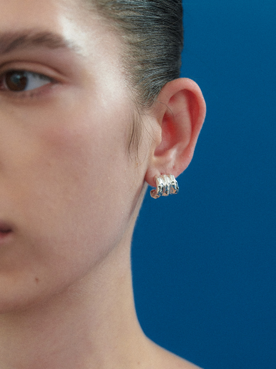 uneven triple hoop серьга