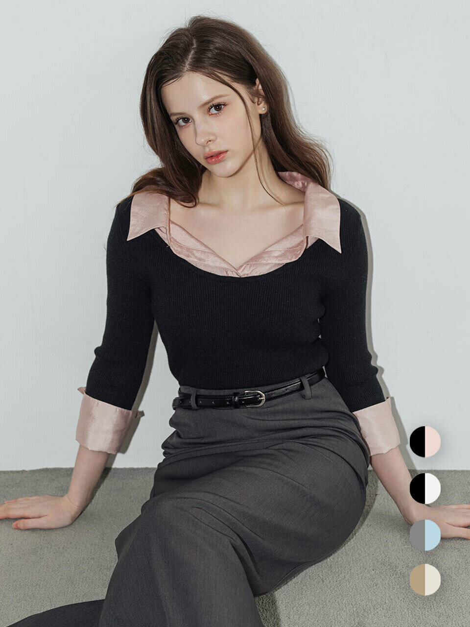 Многослойный прозрачный трикотажный топ Layered sheer shirt knit