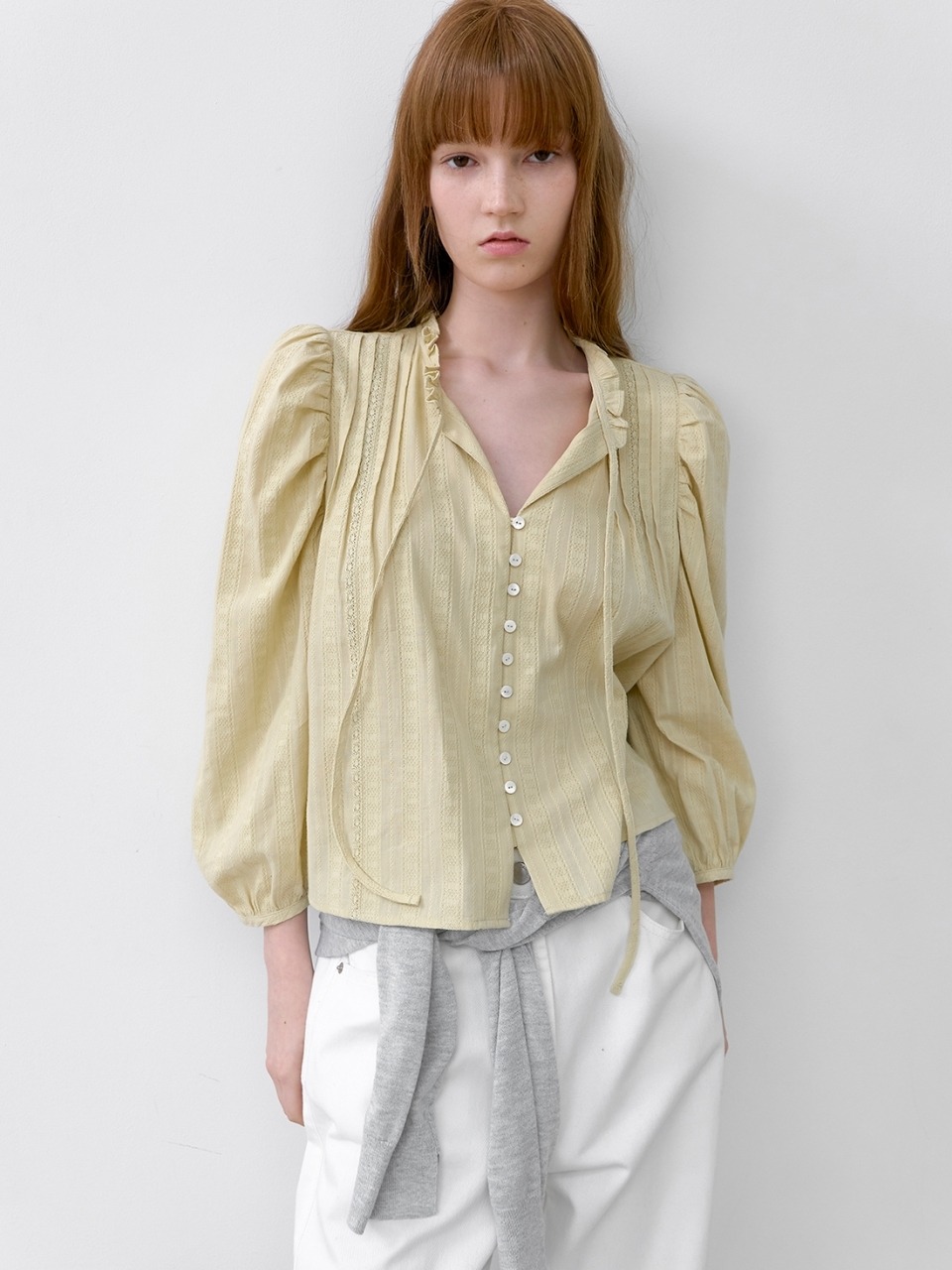 __PLACEHOLDER_0__ SLEEVE LACE COTTON BLOUSE (BL-4394)