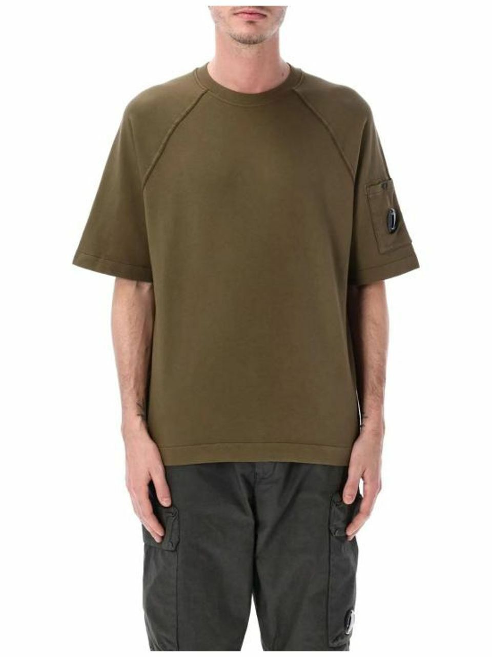 26SS CP Company лёгкая флисовая короткорукавная толстовка 20CMSS034A 002246G 683 IVY GREEN