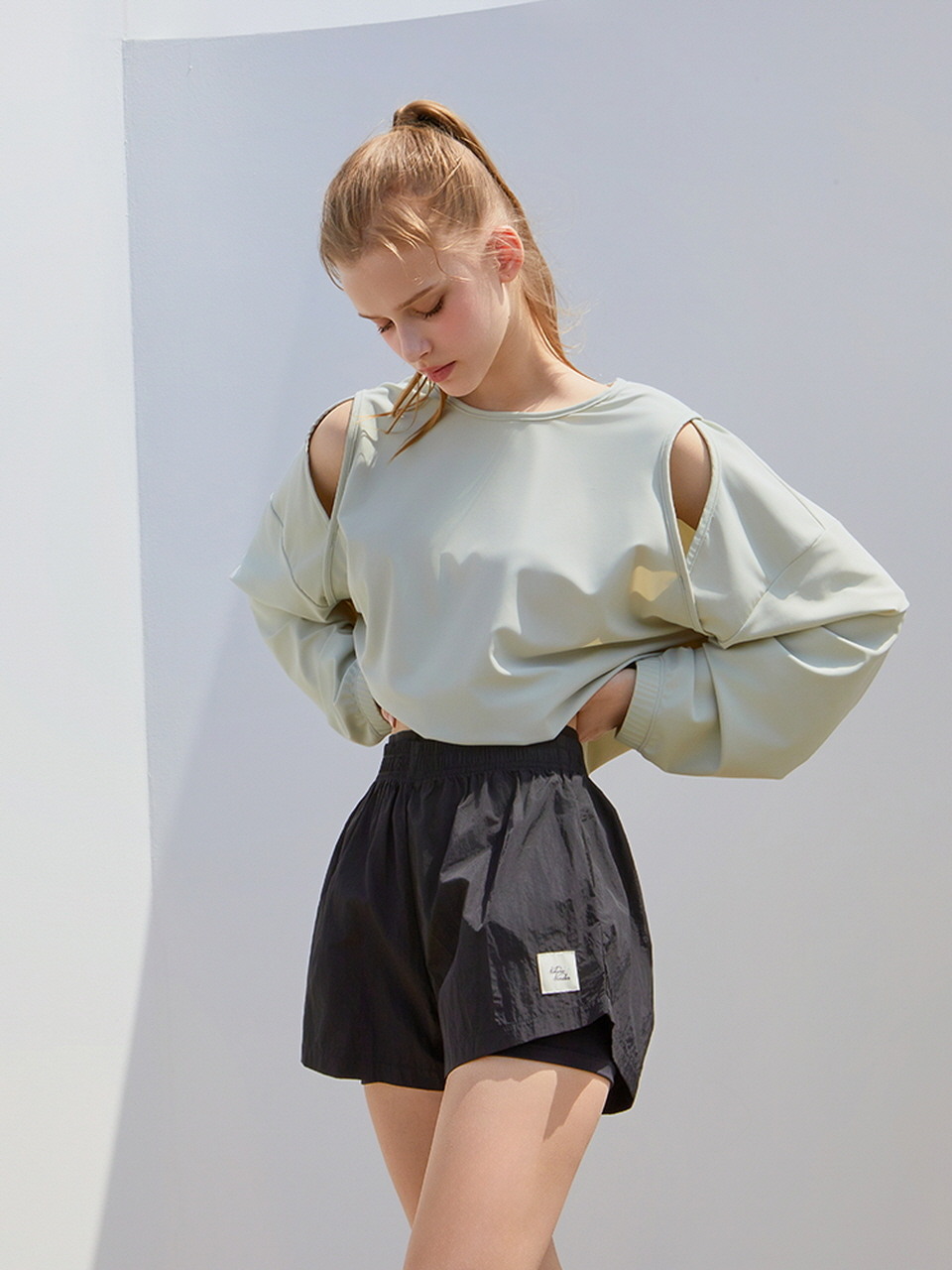 9 переиздание easy fit шнур разрез рашгард - Mint