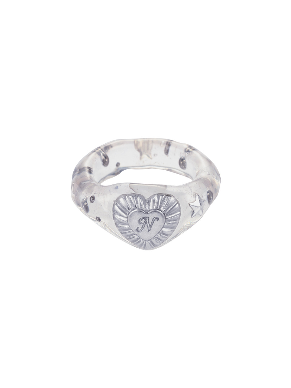 glaze heart ring-white