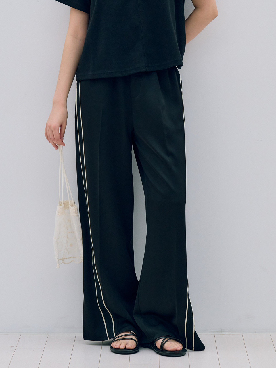 MET slit wide slacks чёрный