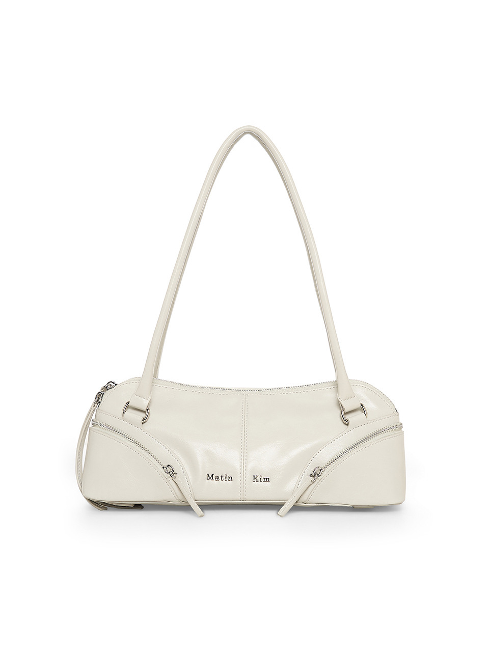 CURVE ZIP BAGUETTE BAG IN LIGHT GREY