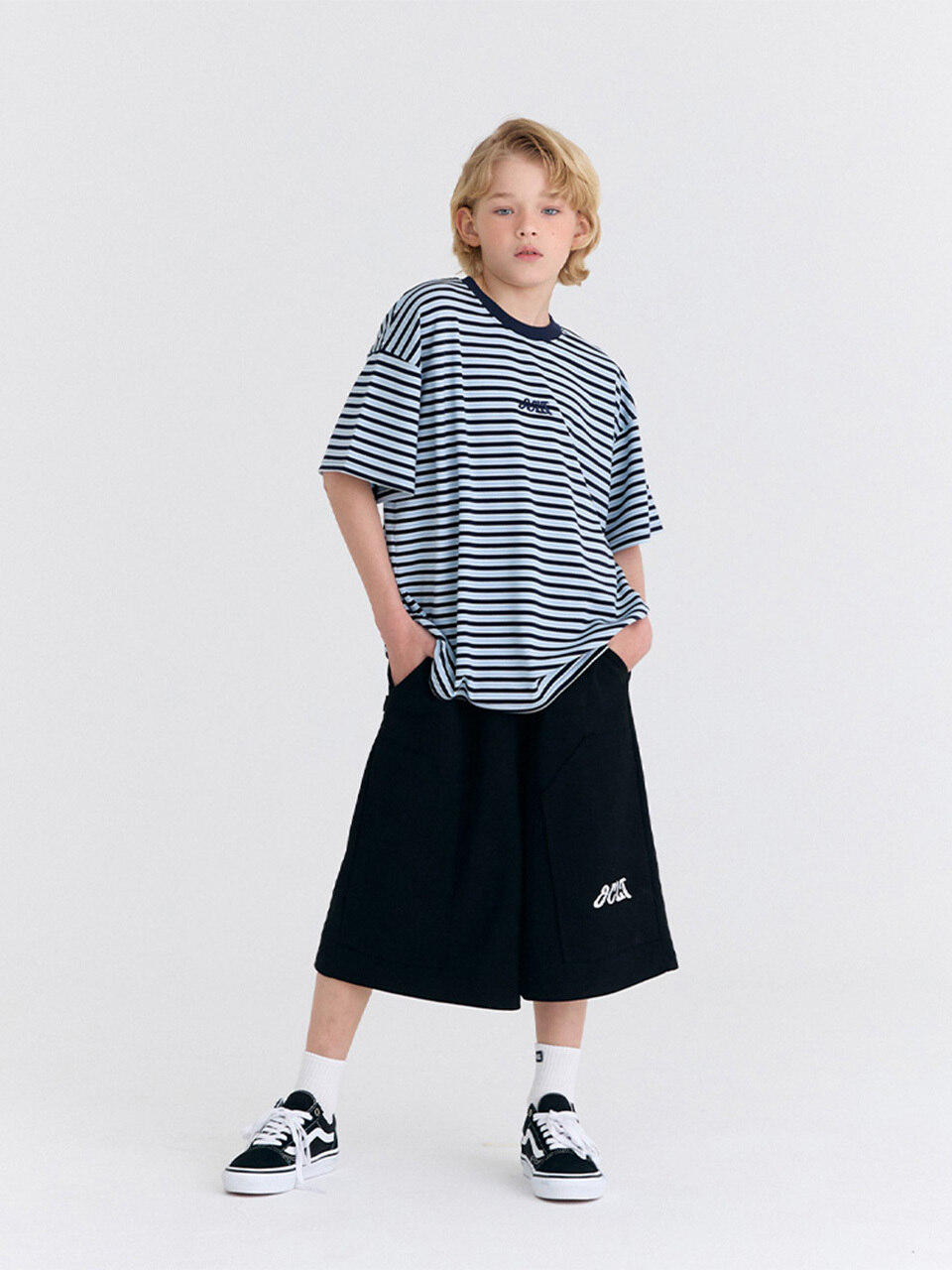 [SET] Повседневный костюм с бермудами G3F14 (Navy/Black)