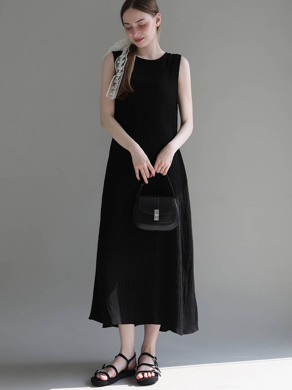 12цвет Back slit pleated midi dress 5 Colors