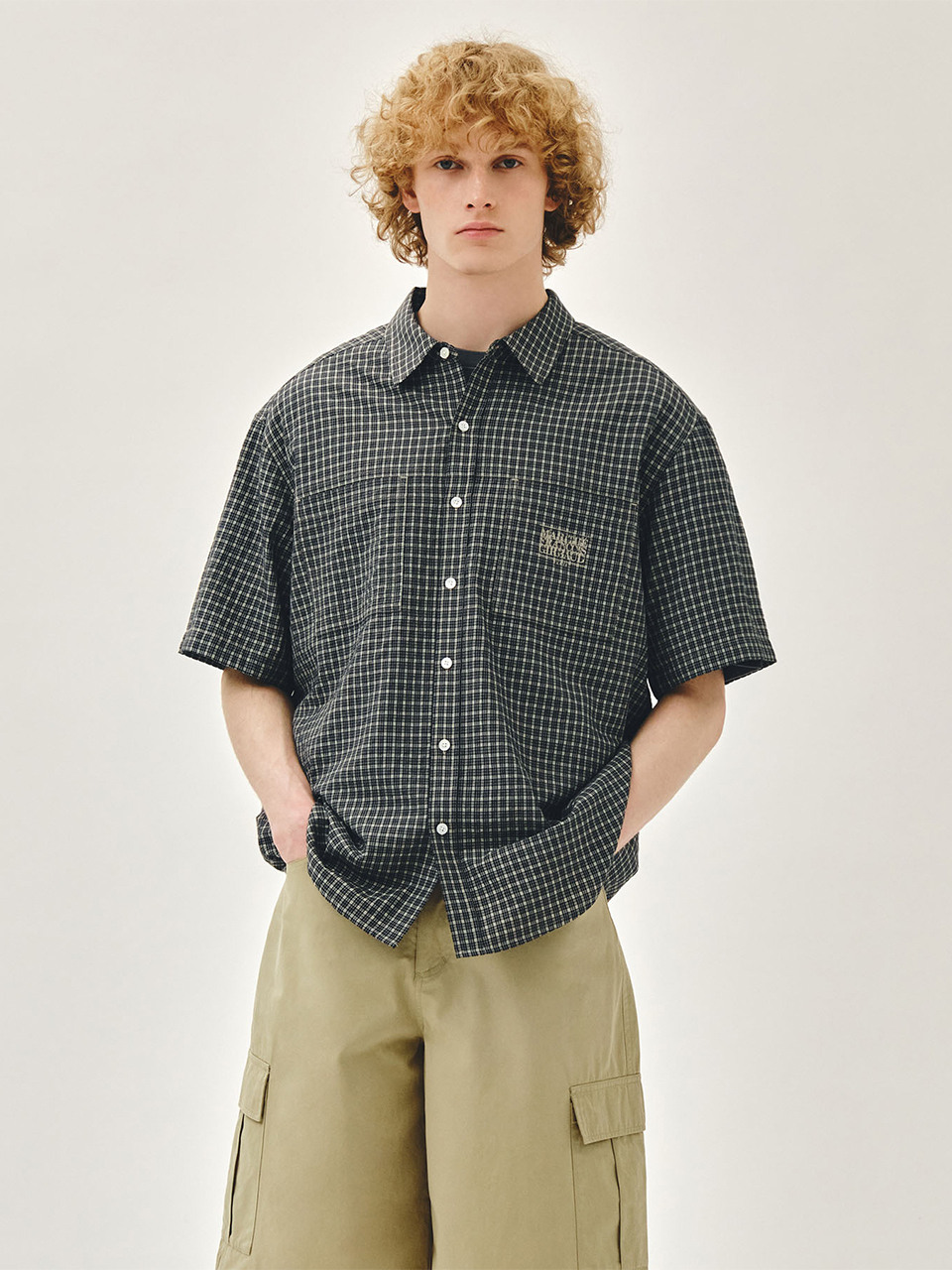 M CHECK HALF SLEEVE SHIRT dark navy