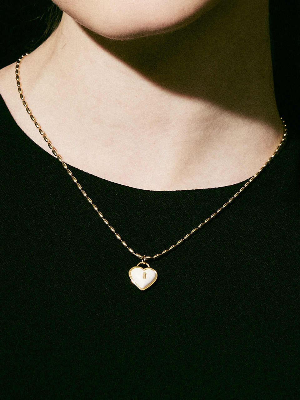 빈티지헐리우드]Keyhole Heart Necklace_VH249ONE001M